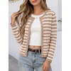 image:imageANRABESS Women Striped Cardigan Sweaters Button Down Cropped Knit Lady Jackets Coat 2026 Fall Outfits Trendy ClothesApricot White Stripe