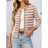 image:imageANRABESS Women Striped Cardigan Sweaters Button Down Cropped Knit Lady Jackets Coat 2026 Fall Outfits Trendy ClothesApricot White Stripe