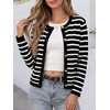 image:imageANRABESS Women Striped Cardigan Sweaters Button Down Cropped Knit Lady Jackets Coat 2026 Fall Outfits Trendy ClothesBlack White Stripe