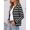 image:imageANRABESS Women Striped Cardigan Sweaters Button Down Cropped Knit Lady Jackets Coat 2026 Fall Outfits Trendy ClothesBlack White Stripe