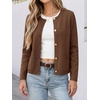 image:imageANRABESS Women Striped Cardigan Sweaters Button Down Cropped Knit Lady Jackets Coat 2026 Fall Outfits Trendy ClothesCoffee