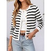 image:imageANRABESS Women Striped Cardigan Sweaters Button Down Cropped Knit Lady Jackets Coat 2026 Fall Outfits Trendy ClothesWhite Black Stripe