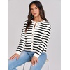 image:imageANRABESS Women Striped Cardigan Sweaters Button Down Cropped Knit Lady Jackets Coat 2026 Fall Outfits Trendy ClothesWhite Black Stripe