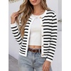 image:imageANRABESS Women Striped Cardigan Sweaters Button Down Cropped Knit Lady Jackets Coat 2026 Fall Outfits Trendy ClothesWhite Black Stripe