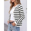 image:imageANRABESS Women Striped Cardigan Sweaters Button Down Cropped Knit Lady Jackets Coat 2026 Fall Outfits Trendy ClothesWhite Black Stripe