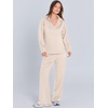 image:imageANRABESS Womens 2 Piece Outfits Lounge Sets Casual Long Sleeve Sweatshirts Polo Top Wide Leg Pants Fall Sweat Matching SetsApricot