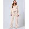 image:imageANRABESS Womens 2 Piece Outfits Lounge Sets Casual Long Sleeve Sweatshirts Polo Top Wide Leg Pants Fall Sweat Matching SetsApricot