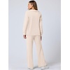 image:imageANRABESS Womens 2 Piece Outfits Lounge Sets Casual Long Sleeve Sweatshirts Polo Top Wide Leg Pants Fall Sweat Matching SetsApricot
