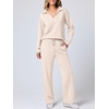 image:imageANRABESS Womens 2 Piece Outfits Lounge Sets Casual Long Sleeve Sweatshirts Polo Top Wide Leg Pants Fall Sweat Matching SetsApricot