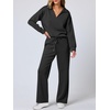 image:imageANRABESS Womens 2 Piece Outfits Lounge Sets Casual Long Sleeve Sweatshirts Polo Top Wide Leg Pants Fall Sweat Matching SetsBlack