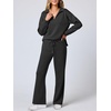 image:imageANRABESS Womens 2 Piece Outfits Lounge Sets Casual Long Sleeve Sweatshirts Polo Top Wide Leg Pants Fall Sweat Matching SetsBlack