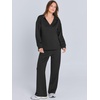 image:imageANRABESS Womens 2 Piece Outfits Lounge Sets Casual Long Sleeve Sweatshirts Polo Top Wide Leg Pants Fall Sweat Matching SetsBlack