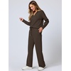 image:imageANRABESS Womens 2 Piece Outfits Lounge Sets Casual Long Sleeve Sweatshirts Polo Top Wide Leg Pants Fall Sweat Matching SetsCoffee