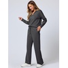 image:imageANRABESS Womens 2 Piece Outfits Lounge Sets Casual Long Sleeve Sweatshirts Polo Top Wide Leg Pants Fall Sweat Matching SetsDark Grey