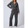 image:imageANRABESS Womens 2 Piece Outfits Lounge Sets Casual Long Sleeve Sweatshirts Polo Top Wide Leg Pants Fall Sweat Matching SetsDark Grey