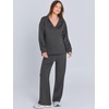 image:imageANRABESS Womens 2 Piece Outfits Lounge Sets Casual Long Sleeve Sweatshirts Polo Top Wide Leg Pants Fall Sweat Matching SetsDark Grey