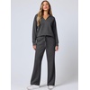 image:imageANRABESS Womens 2 Piece Outfits Lounge Sets Casual Long Sleeve Sweatshirts Polo Top Wide Leg Pants Fall Sweat Matching SetsDark Grey