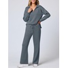 image:imageANRABESS Womens 2 Piece Outfits Lounge Sets Casual Long Sleeve Sweatshirts Polo Top Wide Leg Pants Fall Sweat Matching SetsLeaden