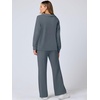 image:imageANRABESS Womens 2 Piece Outfits Lounge Sets Casual Long Sleeve Sweatshirts Polo Top Wide Leg Pants Fall Sweat Matching SetsLeaden