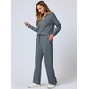 image:imageANRABESS Womens 2 Piece Outfits Lounge Sets Casual Long Sleeve Sweatshirts Polo Top Wide Leg Pants Fall Sweat Matching SetsLeaden