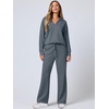 image:imageANRABESS Womens 2 Piece Outfits Lounge Sets Casual Long Sleeve Sweatshirts Polo Top Wide Leg Pants Fall Sweat Matching SetsLeaden