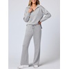 image:imageANRABESS Womens 2 Piece Outfits Lounge Sets Casual Long Sleeve Sweatshirts Polo Top Wide Leg Pants Fall Sweat Matching SetsLight Grey
