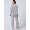 image:imageANRABESS Womens 2 Piece Outfits Lounge Sets Casual Long Sleeve Sweatshirts Polo Top Wide Leg Pants Fall Sweat Matching SetsLight Grey