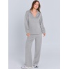 image:imageANRABESS Womens 2 Piece Outfits Lounge Sets Casual Long Sleeve Sweatshirts Polo Top Wide Leg Pants Fall Sweat Matching SetsLight Grey