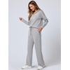 image:imageANRABESS Womens 2 Piece Outfits Lounge Sets Casual Long Sleeve Sweatshirts Polo Top Wide Leg Pants Fall Sweat Matching SetsLight Grey