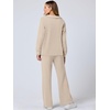 image:imageANRABESS Womens 2 Piece Outfits Lounge Sets Casual Long Sleeve Sweatshirts Polo Top Wide Leg Pants Fall Sweat Matching SetsLighter Khaki
