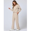image:imageANRABESS Womens 2 Piece Outfits Lounge Sets Casual Long Sleeve Sweatshirts Polo Top Wide Leg Pants Fall Sweat Matching SetsLighter Khaki