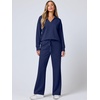 image:imageANRABESS Womens 2 Piece Outfits Lounge Sets Casual Long Sleeve Sweatshirts Polo Top Wide Leg Pants Fall Sweat Matching SetsNavy Blue