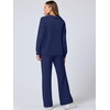 image:imageANRABESS Womens 2 Piece Outfits Lounge Sets Casual Long Sleeve Sweatshirts Polo Top Wide Leg Pants Fall Sweat Matching SetsNavy Blue
