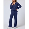 image:imageANRABESS Womens 2 Piece Outfits Lounge Sets Casual Long Sleeve Sweatshirts Polo Top Wide Leg Pants Fall Sweat Matching SetsNavy Blue