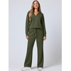 image:imageANRABESS Womens 2 Piece Outfits Lounge Sets Casual Long Sleeve Sweatshirts Polo Top Wide Leg Pants Fall Sweat Matching SetsOlive