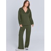 image:imageANRABESS Womens 2 Piece Outfits Lounge Sets Casual Long Sleeve Sweatshirts Polo Top Wide Leg Pants Fall Sweat Matching SetsOlive