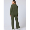 image:imageANRABESS Womens 2 Piece Outfits Lounge Sets Casual Long Sleeve Sweatshirts Polo Top Wide Leg Pants Fall Sweat Matching SetsOlive