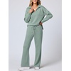 image:imageANRABESS Womens 2 Piece Outfits Lounge Sets Casual Long Sleeve Sweatshirts Polo Top Wide Leg Pants Fall Sweat Matching SetsPea Green