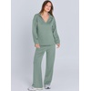 image:imageANRABESS Womens 2 Piece Outfits Lounge Sets Casual Long Sleeve Sweatshirts Polo Top Wide Leg Pants Fall Sweat Matching SetsPea Green