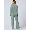 image:imageANRABESS Womens 2 Piece Outfits Lounge Sets Casual Long Sleeve Sweatshirts Polo Top Wide Leg Pants Fall Sweat Matching SetsPea Green