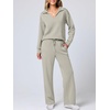 image:imageANRABESS Womens 2 Piece Outfits Lounge Sets Casual Long Sleeve Sweatshirts Polo Top Wide Leg Pants Fall Sweat Matching SetsPeytoe