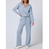 image:imageANRABESS Womens 2 Piece Outfits Lounge Sets Casual Long Sleeve Sweatshirts Polo Top Wide Leg Pants Fall Sweat Matching SetsSky Blue