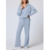 image:imageANRABESS Womens 2 Piece Outfits Lounge Sets Casual Long Sleeve Sweatshirts Polo Top Wide Leg Pants Fall Sweat Matching SetsSky Blue