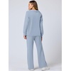 image:imageANRABESS Womens 2 Piece Outfits Lounge Sets Casual Long Sleeve Sweatshirts Polo Top Wide Leg Pants Fall Sweat Matching SetsSky Blue