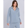 image:imageANRABESS Womens 2 Piece Outfits Lounge Sets Casual Long Sleeve Sweatshirts Polo Top Wide Leg Pants Fall Sweat Matching SetsSky Blue