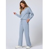 image:imageANRABESS Womens 2 Piece Outfits Lounge Sets Casual Long Sleeve Sweatshirts Polo Top Wide Leg Pants Fall Sweat Matching SetsSky Blue