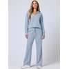 image:imageANRABESS Womens 2 Piece Outfits Lounge Sets Casual Long Sleeve Sweatshirts Polo Top Wide Leg Pants Fall Sweat Matching SetsSky Blue