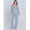 image:imageANRABESS Womens 2 Piece Outfits Lounge Sets Casual Long Sleeve Sweatshirts Polo Top Wide Leg Pants Fall Sweat Matching SetsSky Blue