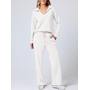 image:imageANRABESS Womens 2 Piece Outfits Lounge Sets Casual Long Sleeve Sweatshirts Polo Top Wide Leg Pants Fall Sweat Matching SetsWhite