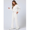 image:imageANRABESS Womens 2 Piece Outfits Lounge Sets Casual Long Sleeve Sweatshirts Polo Top Wide Leg Pants Fall Sweat Matching SetsWhite
